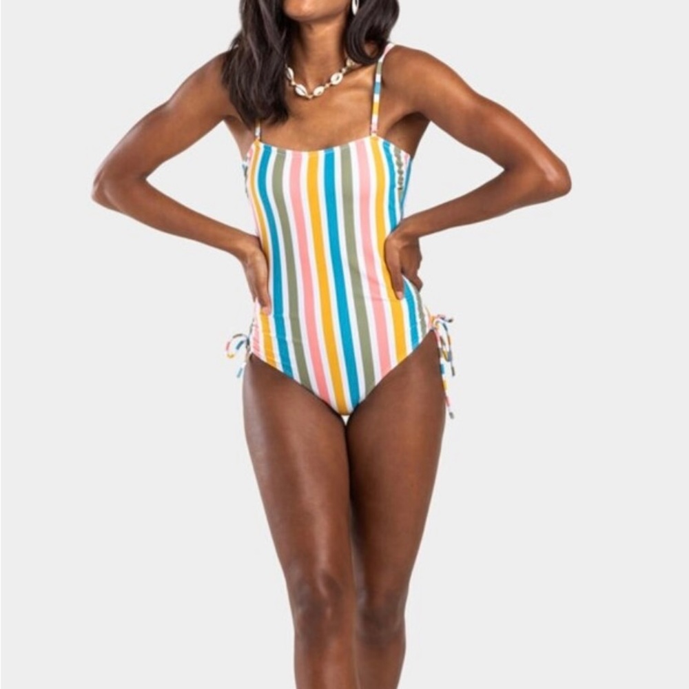 Wallflower multi-color striped women’s one piece swim suit | Worn Twice | Medium